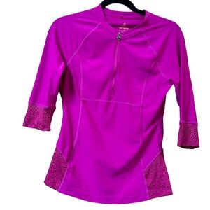 PrAna Womens Pink Quarter Zip Pink 3/4 Top Size Small